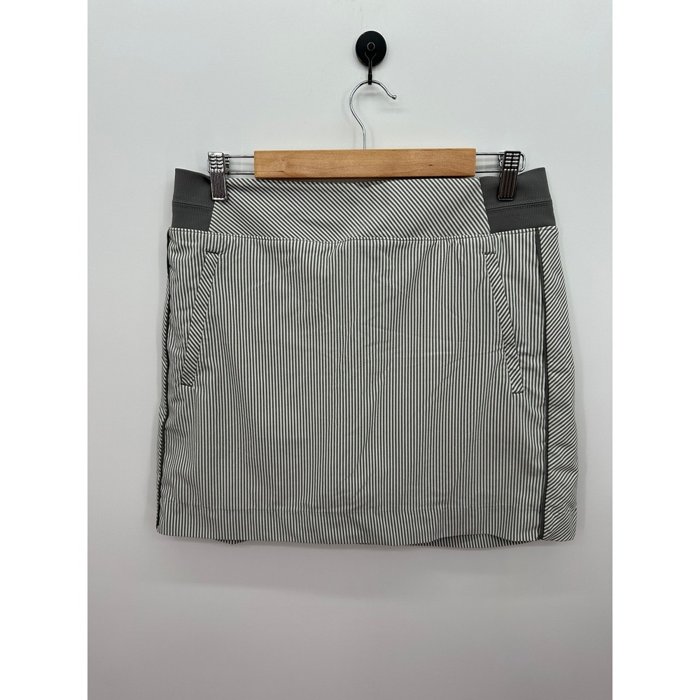 Athleta Brooklyn Textured 16" Skort Gray White Pinstripe Golf Tennis Womens 10‎